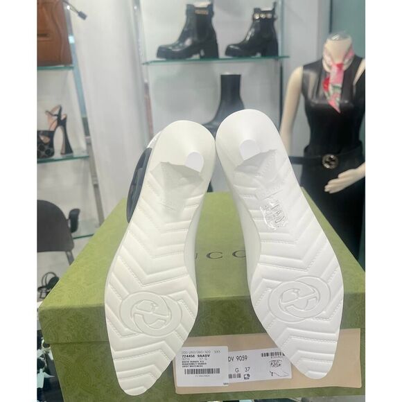 Gucci Women's Rubber ankle Rain Boot with Interlocking G White Black 37 - Picture 9 of 10